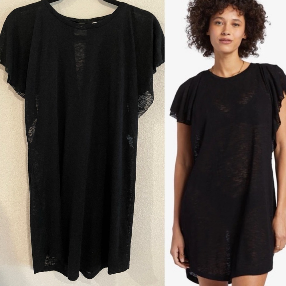 Billabong Women’s Swim Cover Dress Medium Black Out For Waves Semi Sheer Coastal